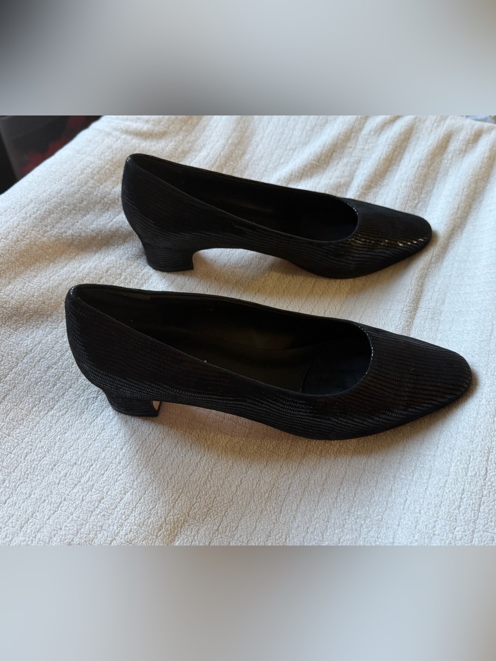 VANELi Black Textured Low Heel Pumps | Classic Career & Dress Shoes - Picture 11 of 12